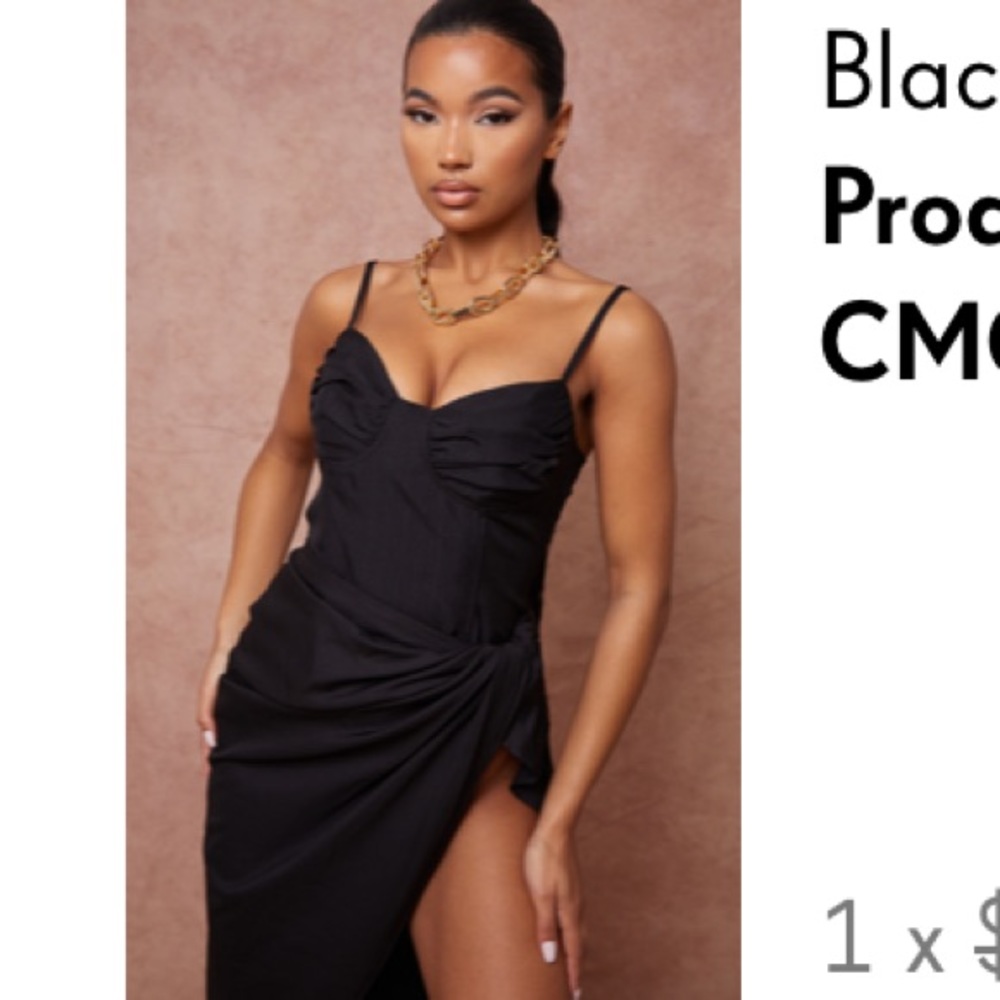black ruched chest corset style top 2 xs PRETTYLITTLETHING